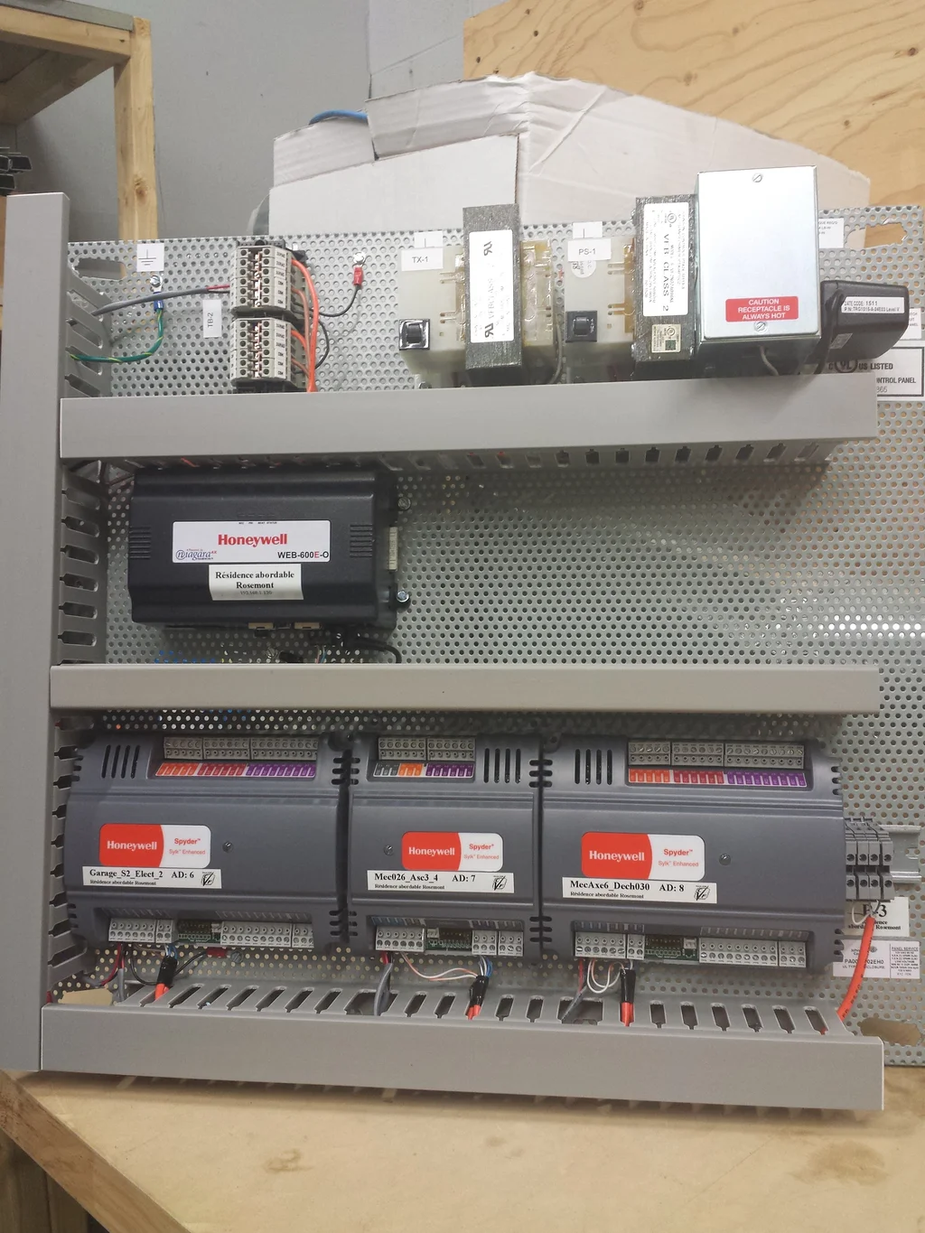 Honeywell control panel assembly with CVF labels for the Rosemont project in 2015